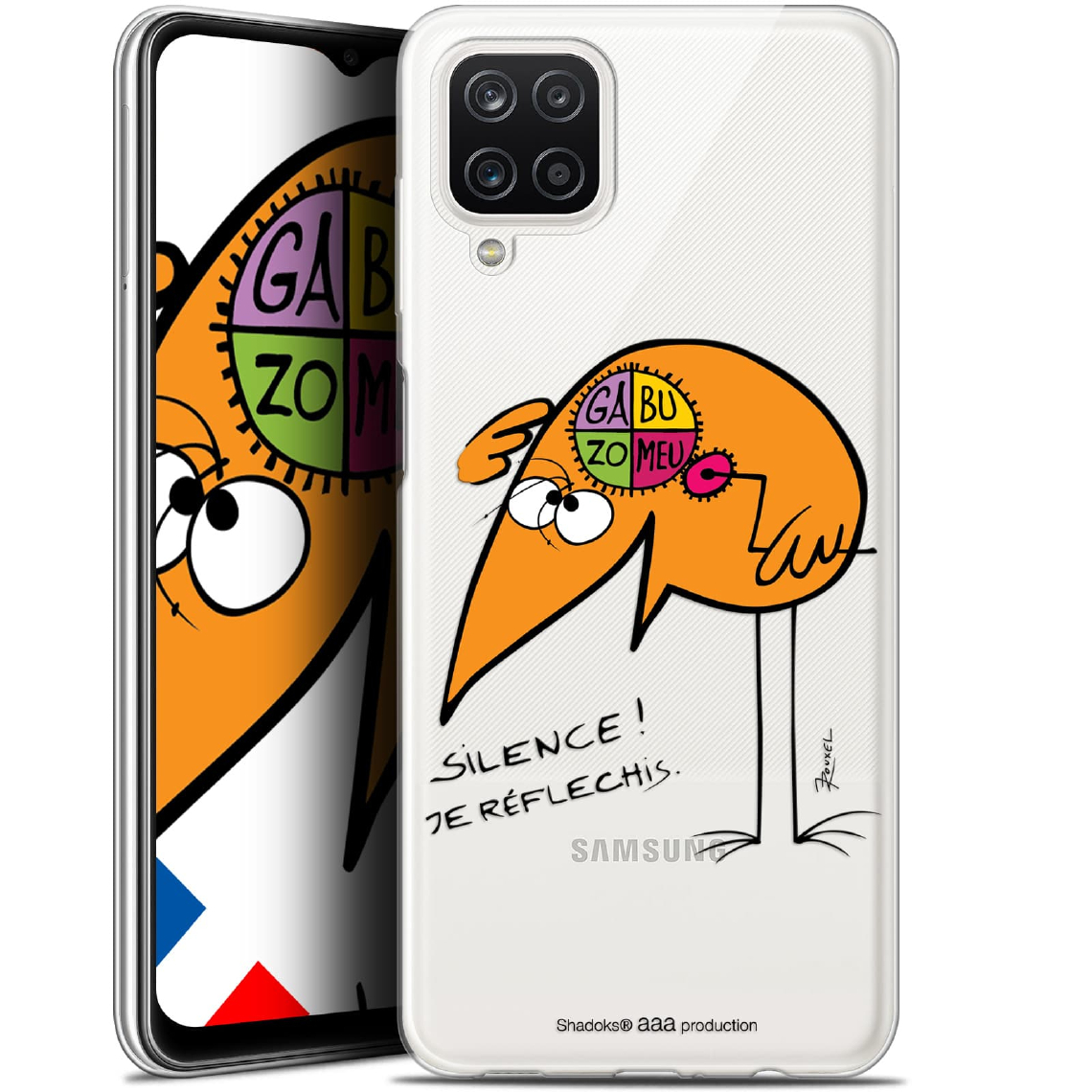 Caseink - Coque Pour Samsung Galaxy A12 (6.5 ) [Gel HD Collection Les Shadoks ? Design Silence ! - Souple - Ultra Fin - Imprimé en France] - Coque, étui smartphone
