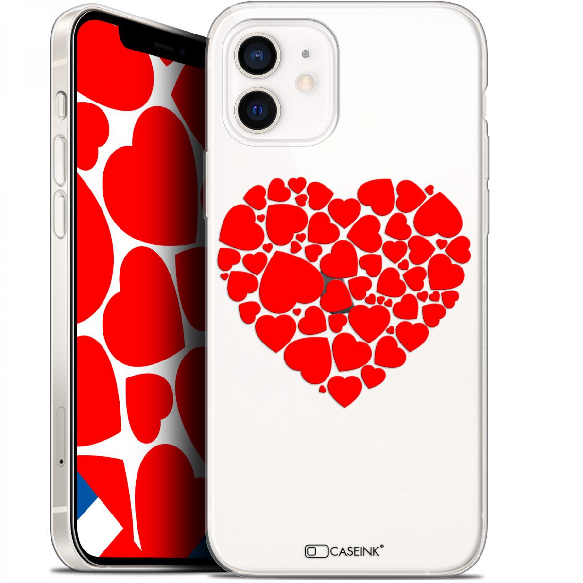 Caseink - Coque Pour Apple iPhone 12 Mini (5.4 ) [Gel HD Collection Love Saint Valentin Design Coeur des Coeurs - Souple - Ultra Fin - Imprimé en France] - Coque, étui smartphone