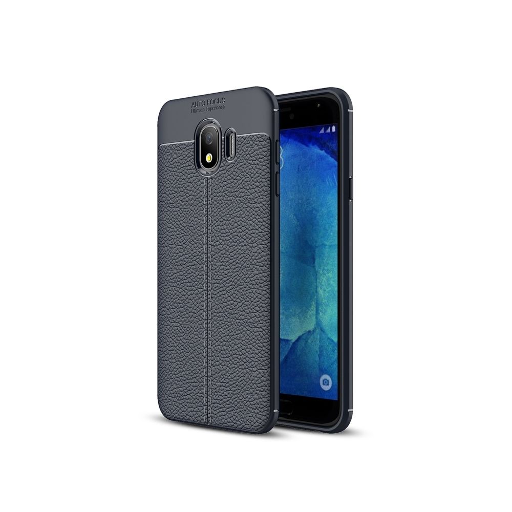 Wewoo - Coque bleu marine pour Galaxy J4 2018 Version EU Litchi Texture TPU Case - Coque, étui smartphone