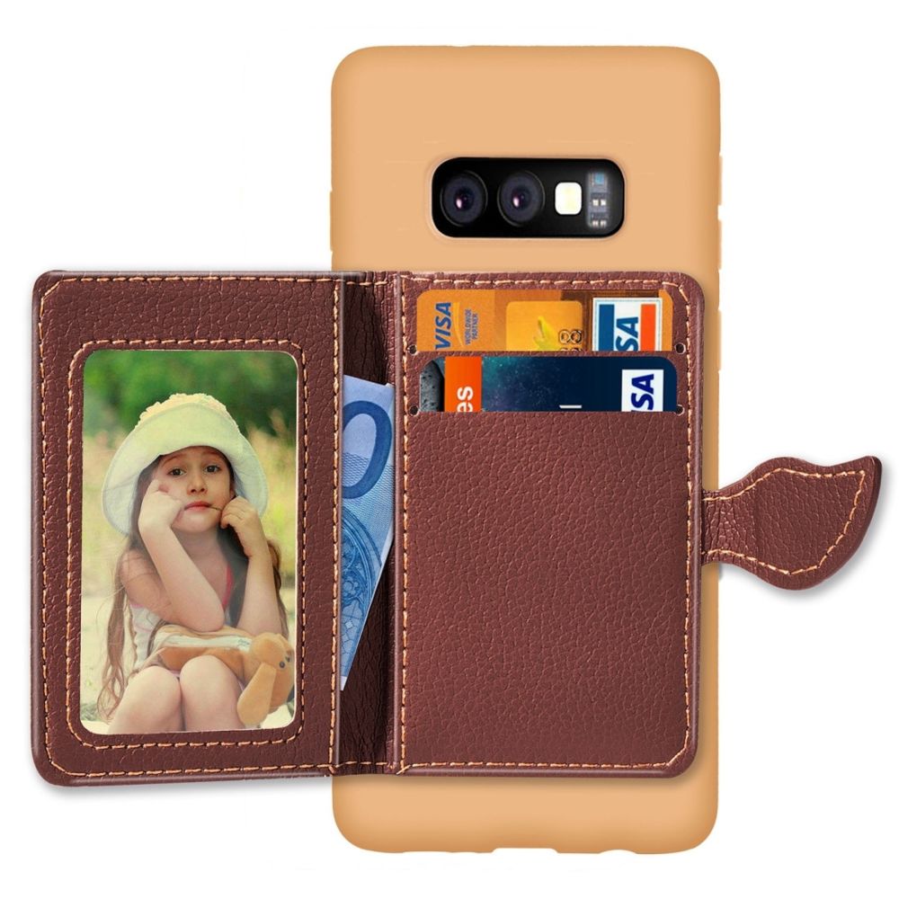 Wewoo - Coque Souple Étui de protection en TPU avec feuille magnétique pour Galaxy S10e fentes cartes support et porte-monnaie Marron - Coque, étui smartphone