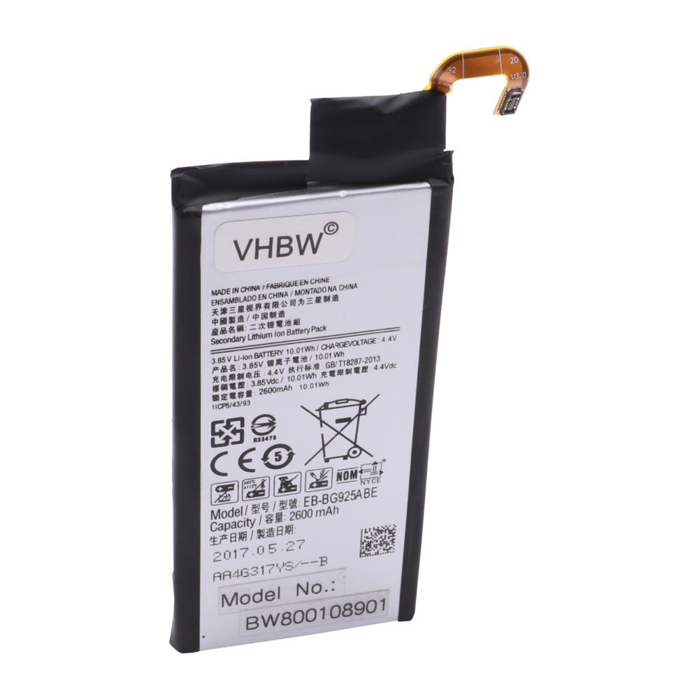 Vhbw - vhbw Li-Polymer batterie 2600mAh (3.8V) pour Smartphone Samsung Galaxy SM-G925S, SM-G925T, SM-G925V, SM-G925W8 comme Samsung EB-BG925ABE. - Batterie téléphone