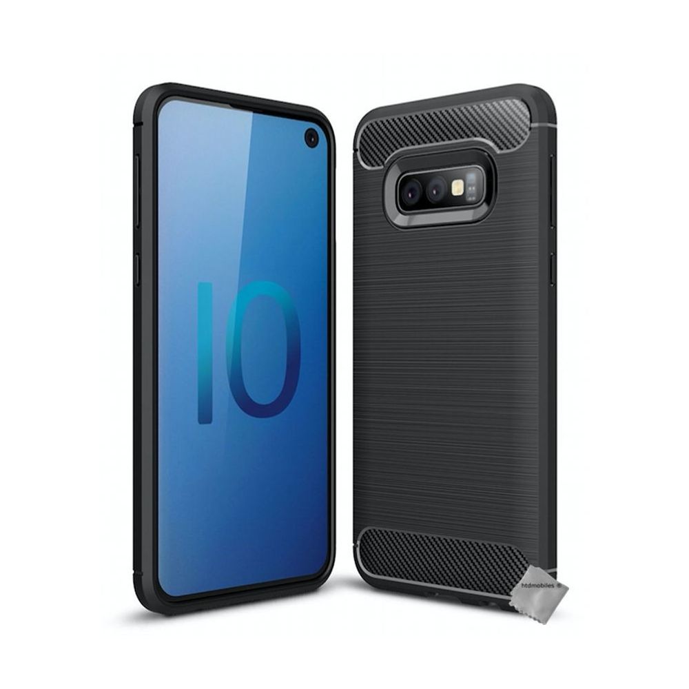 Htdmobiles - Housse etui coque silicone gel carbone pour Samsung Galaxy S10e + verre trempe - NOIR - Autres accessoires smartphone