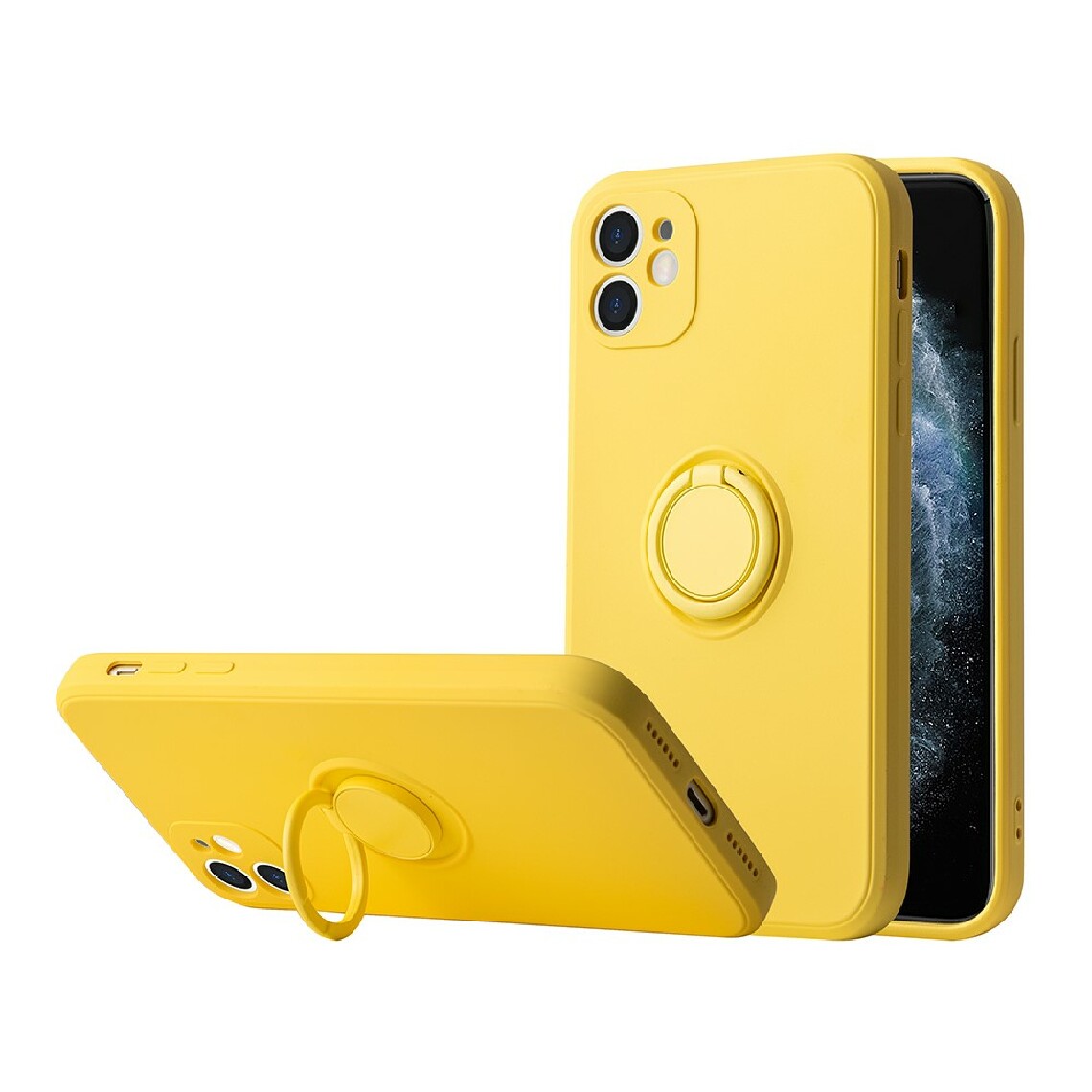 Other - Coque en TPU sensation de gel de silice avec béquille jaune pour votre Apple iPhone 12 - Coque, étui smartphone