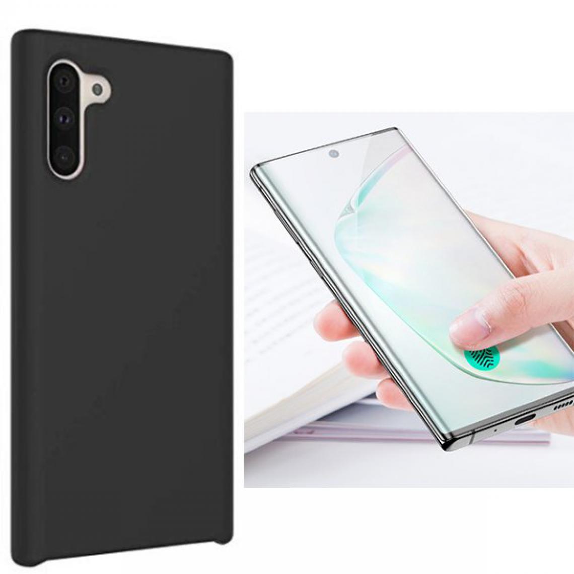 Phonecare - Kit de Verre Trempé 5D Full Cover Curved + Coque Silicone Liquide - Samsung Galaxy Note 10 - Coque, étui smartphone
