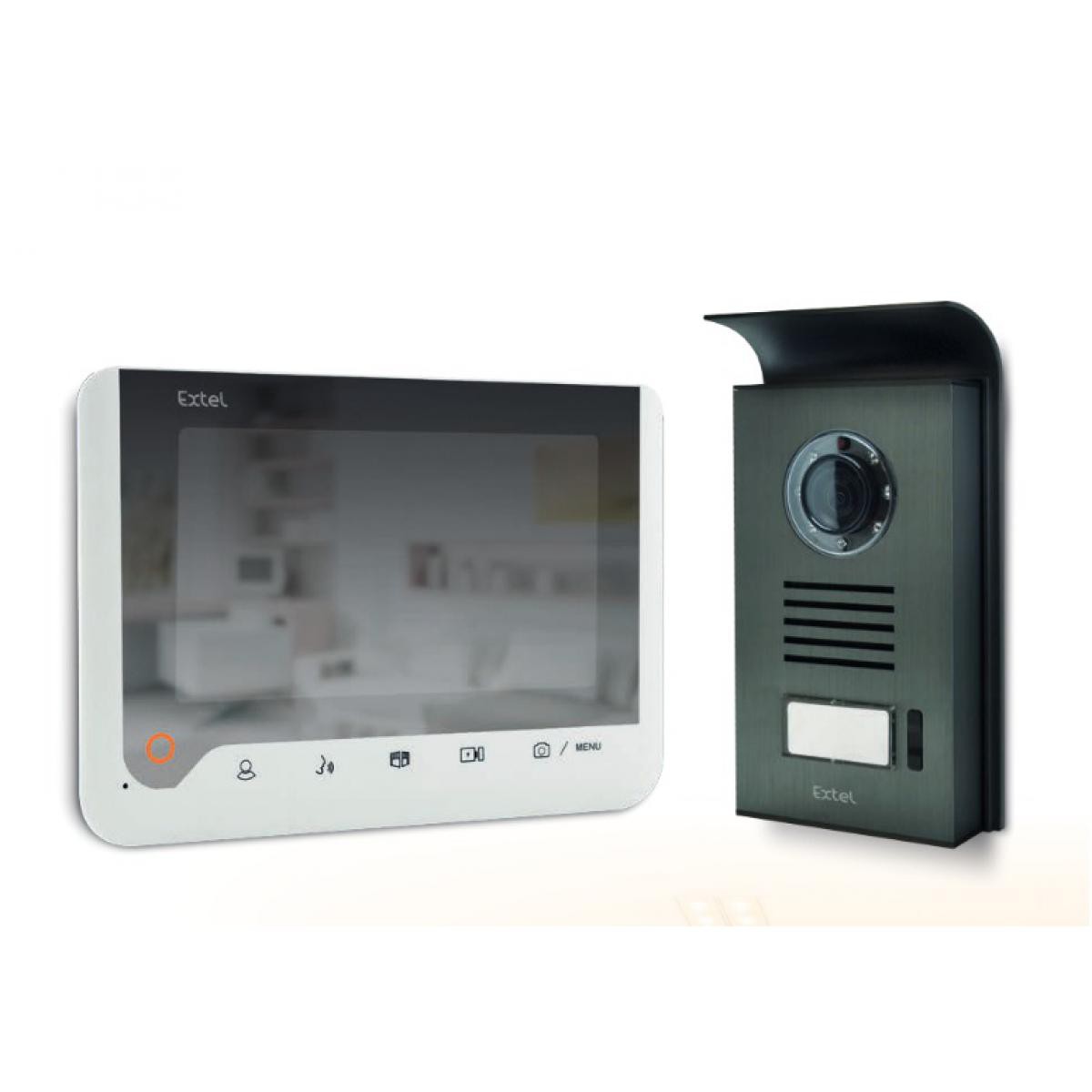 Extel - Extel - Kit visiophone 2 fils écran 7" à mémoire de passage effet miroir Blanc - ICE - Sonnette et visiophone connecté