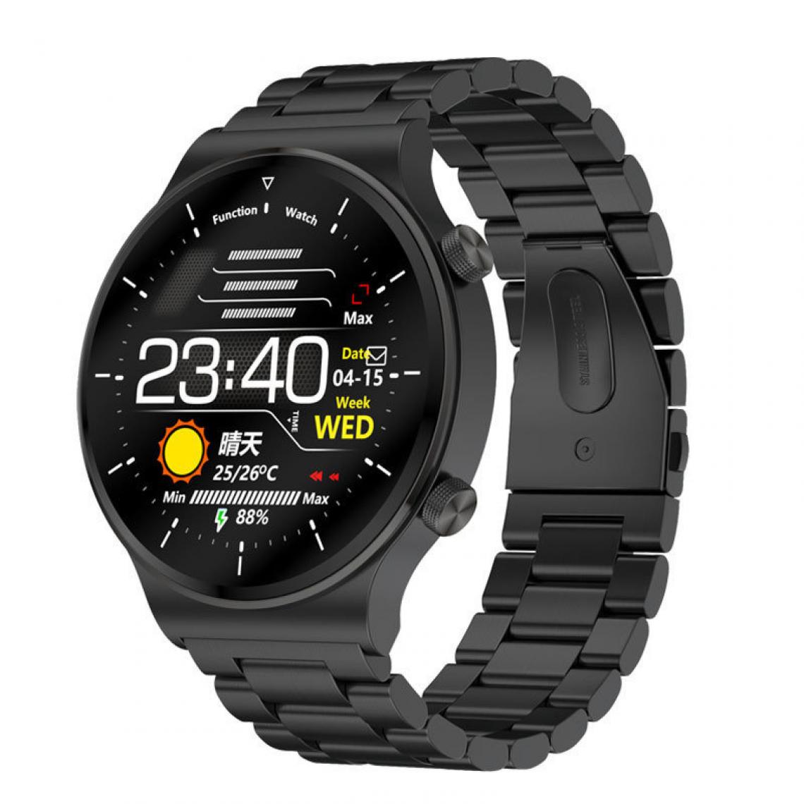 Chronotech Montres - Chronus Men's Connected Watch, 1.32 inch HD Screen Smart Watch with Heart Rate Monitor Sleep Monitor(black) - Montre connectée