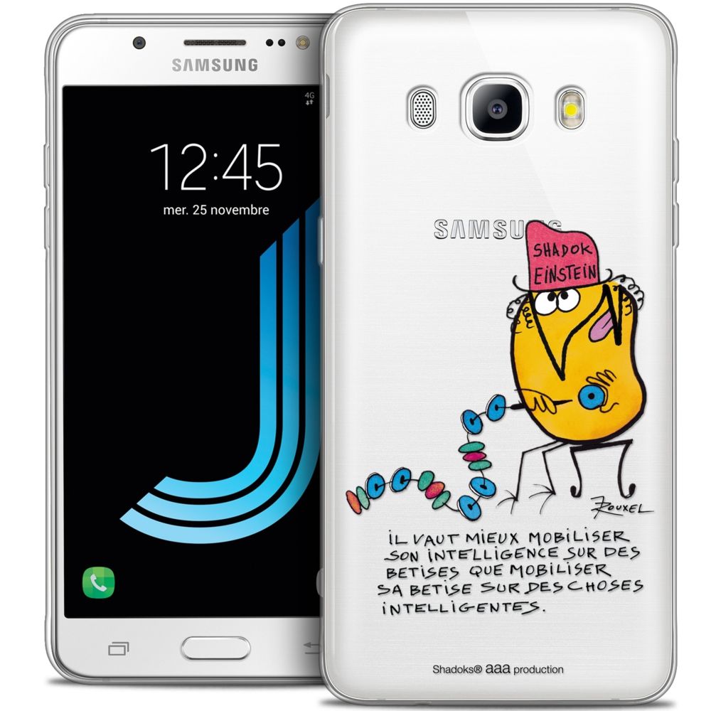 Caseink - Coque Housse Etui Samsung Galaxy J7 2016 (J710) [Crystal HD Collection Les Shadoks ? Design Einstein - Rigide - Ultra Fin - Imprimé en France] - Coque, étui smartphone