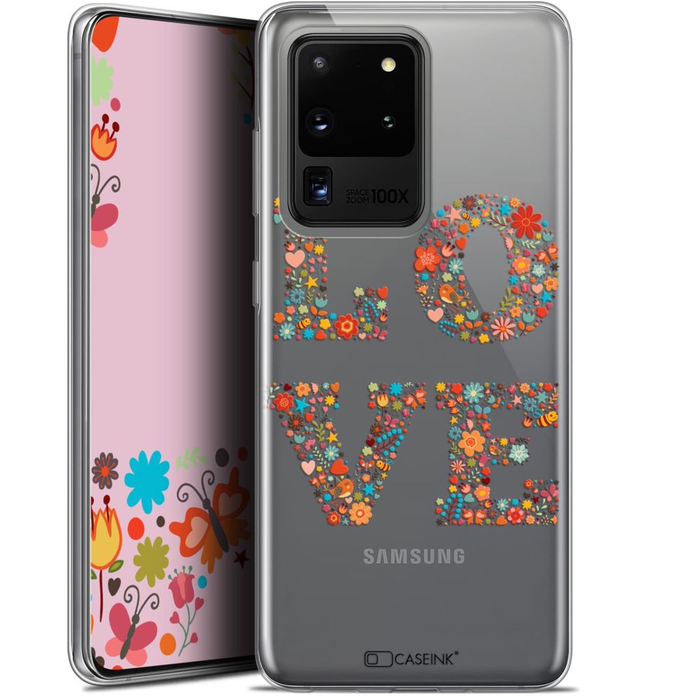 Caseink - Coque Pour Samsung Galaxy S20 Ultra (6.9 ) [Gel HD Collection Summer Design Love Flowers - Souple - Ultra Fin - Imprimé en France] - Coque, étui smartphone