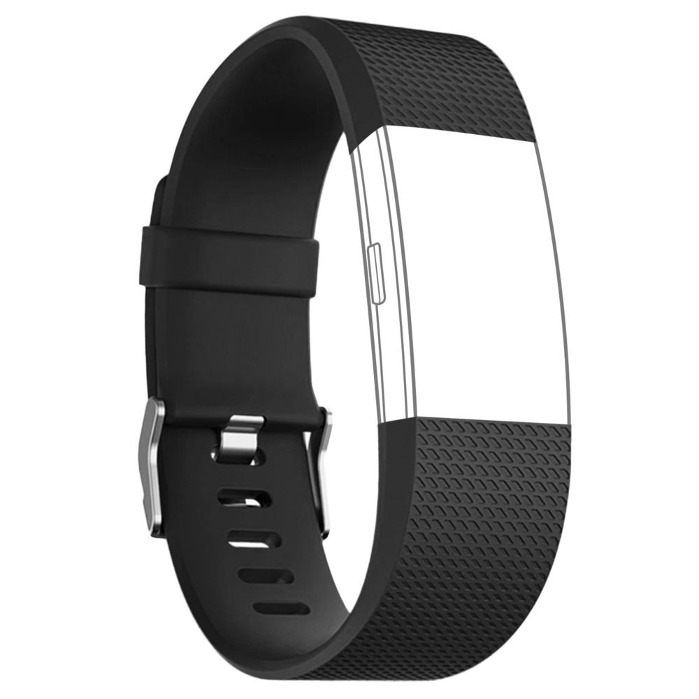 Avizar - Bracelet FitBit Charge 2 Sport Silicone Texturé Fermeture Boucle ardillon Noir - Accessoires montres connectées