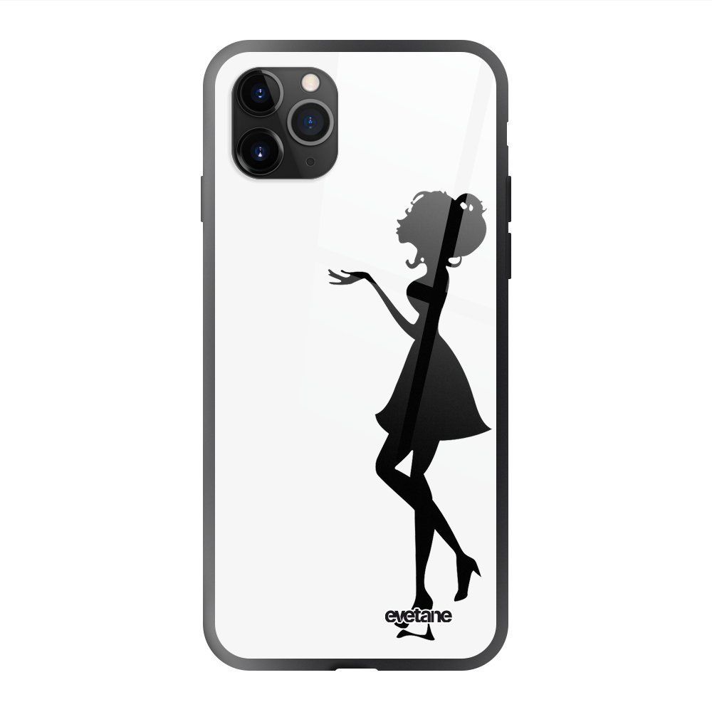 Evetane - Coque iPhone 11 Pro soft touch noir effet glossy Silhouette Femme Design Evetane - Coque, étui smartphone