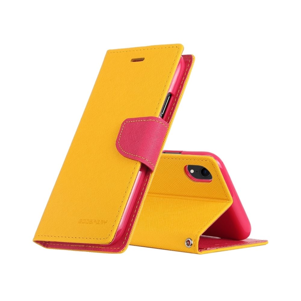 Wewoo - FANCY DIARY Etui à rabat horizontal en cuir pour iPhone XR, avec support et emplacements pour cartes et portefeuille (Jaune) - Coque, étui smartphone