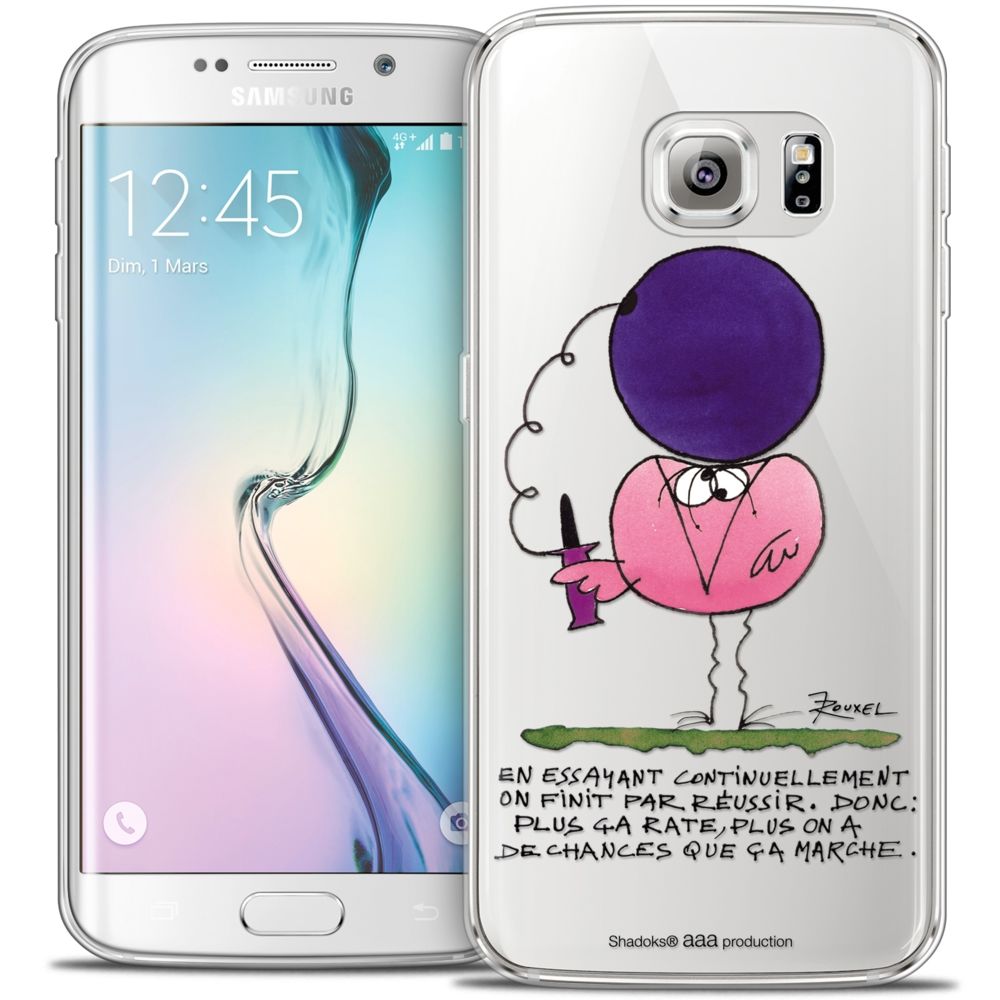 Caseink - Coque Housse Etui Samsung Galaxy S6 Edge [Crystal HD Collection Les Shadoks ? Design En Essayant - Rigide - Ultra Fin - Imprimé en France] - Coque, étui smartphone