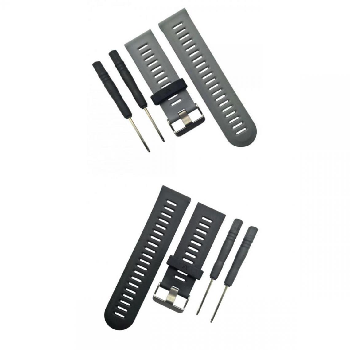 marque generique - 2 Pièces Bracelet du Montre Garmin Fenix 3 / Fenix 3 HR / Fenix 5X en TPE Gris et Blanc avec 4 Pièces Outils de Remplacement - Accessoires montres connectées