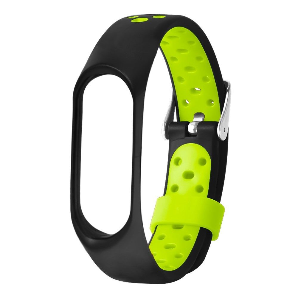 marque generique - Bracelet en silicone bicolore avec boucle noir/vert pour votre Xiaomi Mi Band 4 - Accessoires bracelet connecté