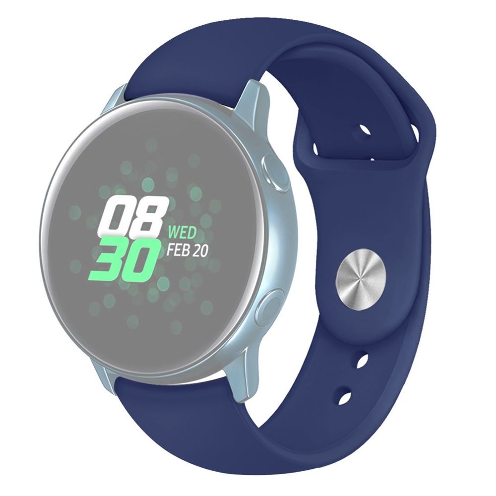 Wewoo - Bracelet pour montre connectée Galaxy Watch Active 2 Smart couleur unie de poignet en siliconeTaille S Bleu - Bracelet connecté