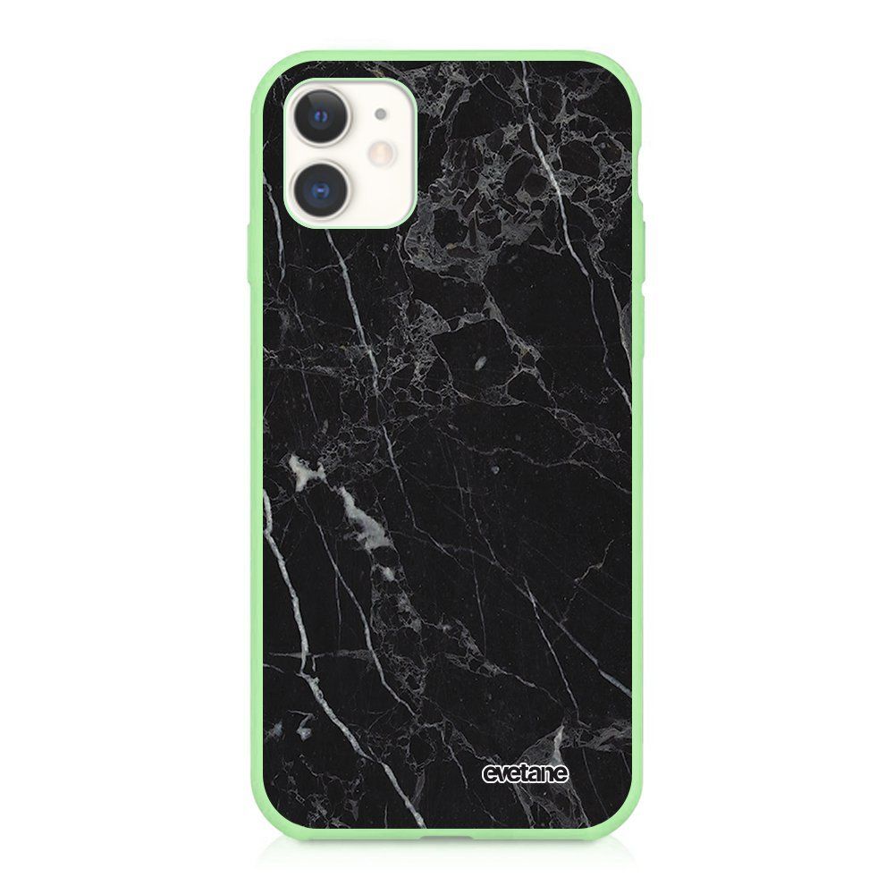 Evetane - Coque iPhone 11 Silicone Liquide Douce vert pâle Marbre noir Ecriture Tendance et Design Evetane - Coque, étui smartphone