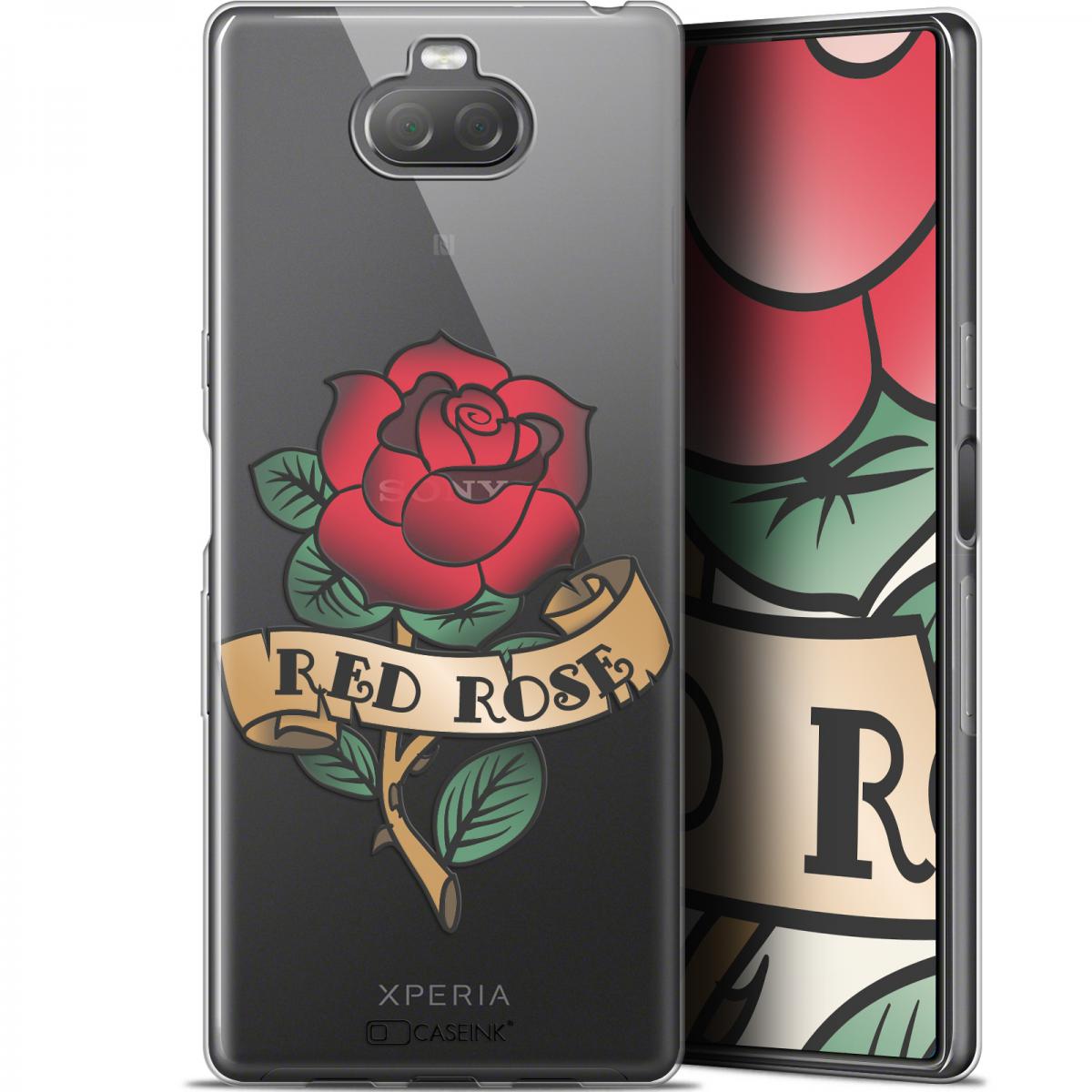 Caseink - Coque Pour Sony Xperia 10 Plus (6.5 ) [Gel HD Collection Tatoo Lover Design Red Rose - Souple - Ultra Fin - Imprimé en France] - Coque, étui smartphone