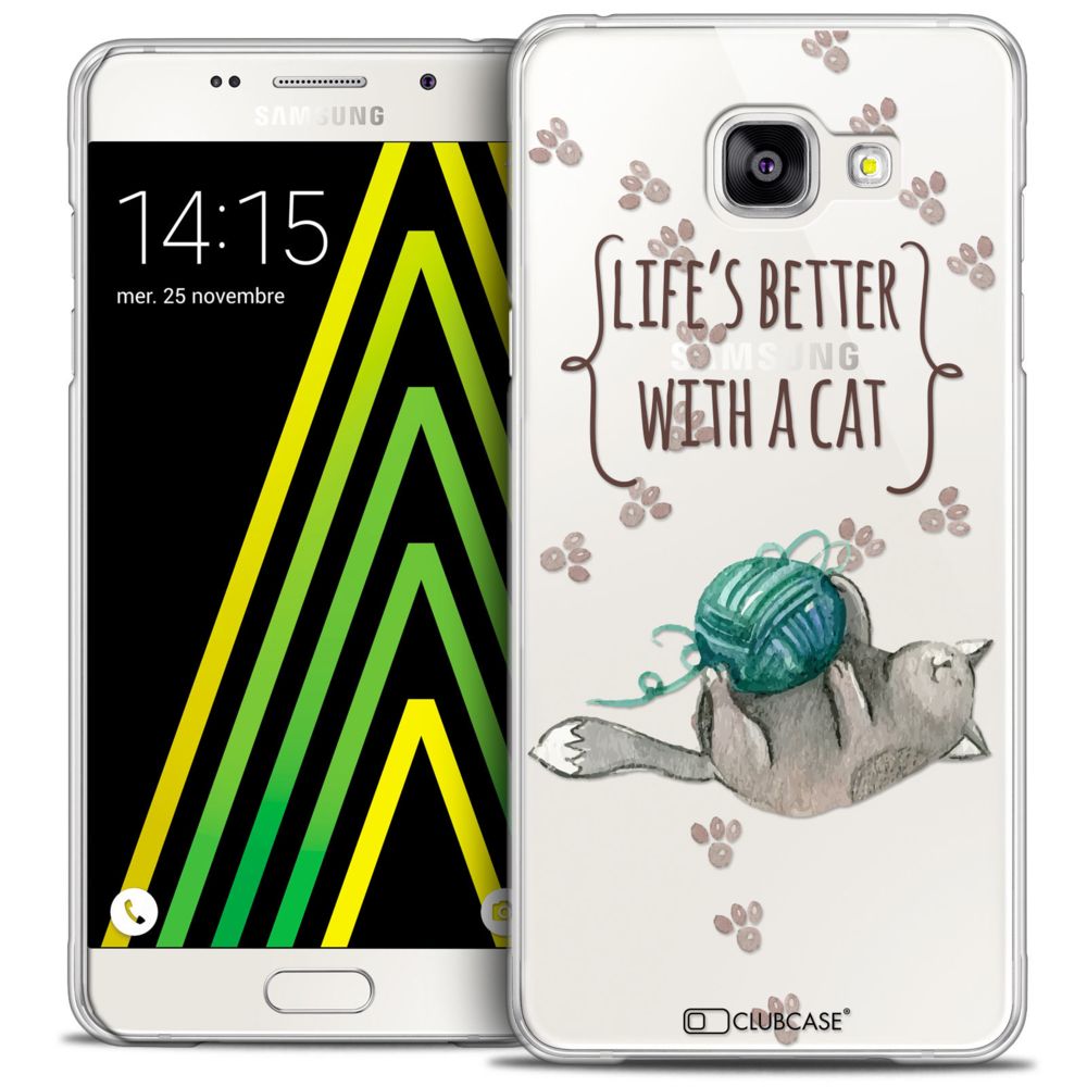 Caseink - Coque Housse Etui Samsung Galaxy A5 2016 (A510) [Crystal HD Collection Quote Design Life's Better With a Cat - Rigide - Ultra Fin - Imprimé en France] - Coque, étui smartphone