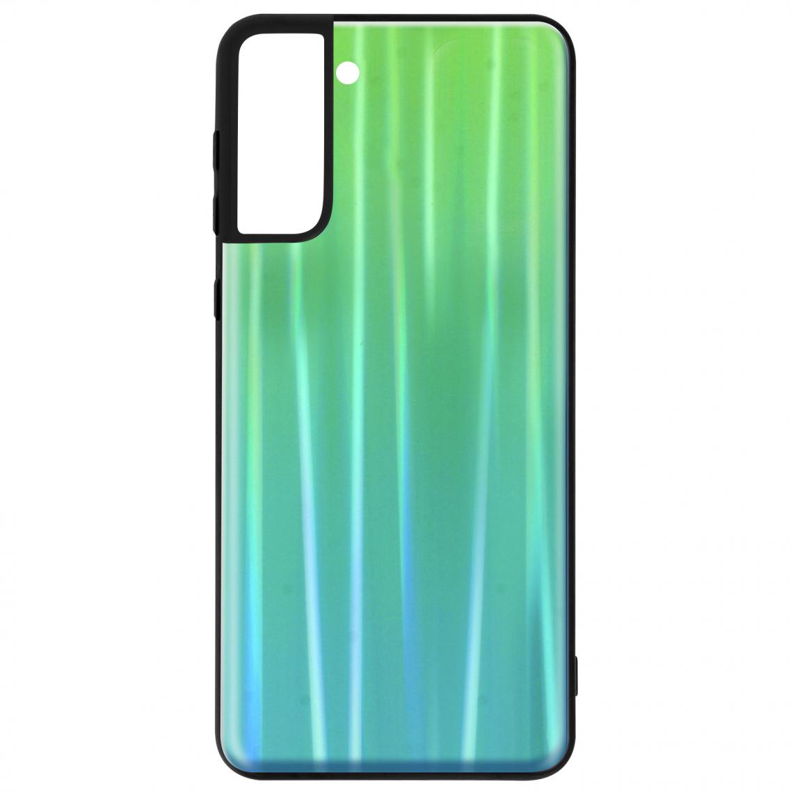 Avizar - Coque Samsung Galaxy S21 Plus Bi-matière Holographique Brillant Fine Légère Vert - Coque, étui smartphone