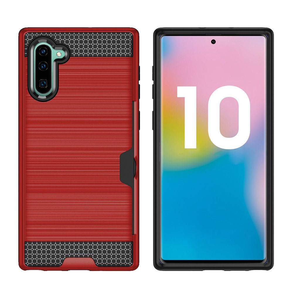 marque generique - Coque Etui TPU Anti-choc avec fente carte pour Samsung Galaxy Note 10 - Rouge - Coque, étui smartphone
