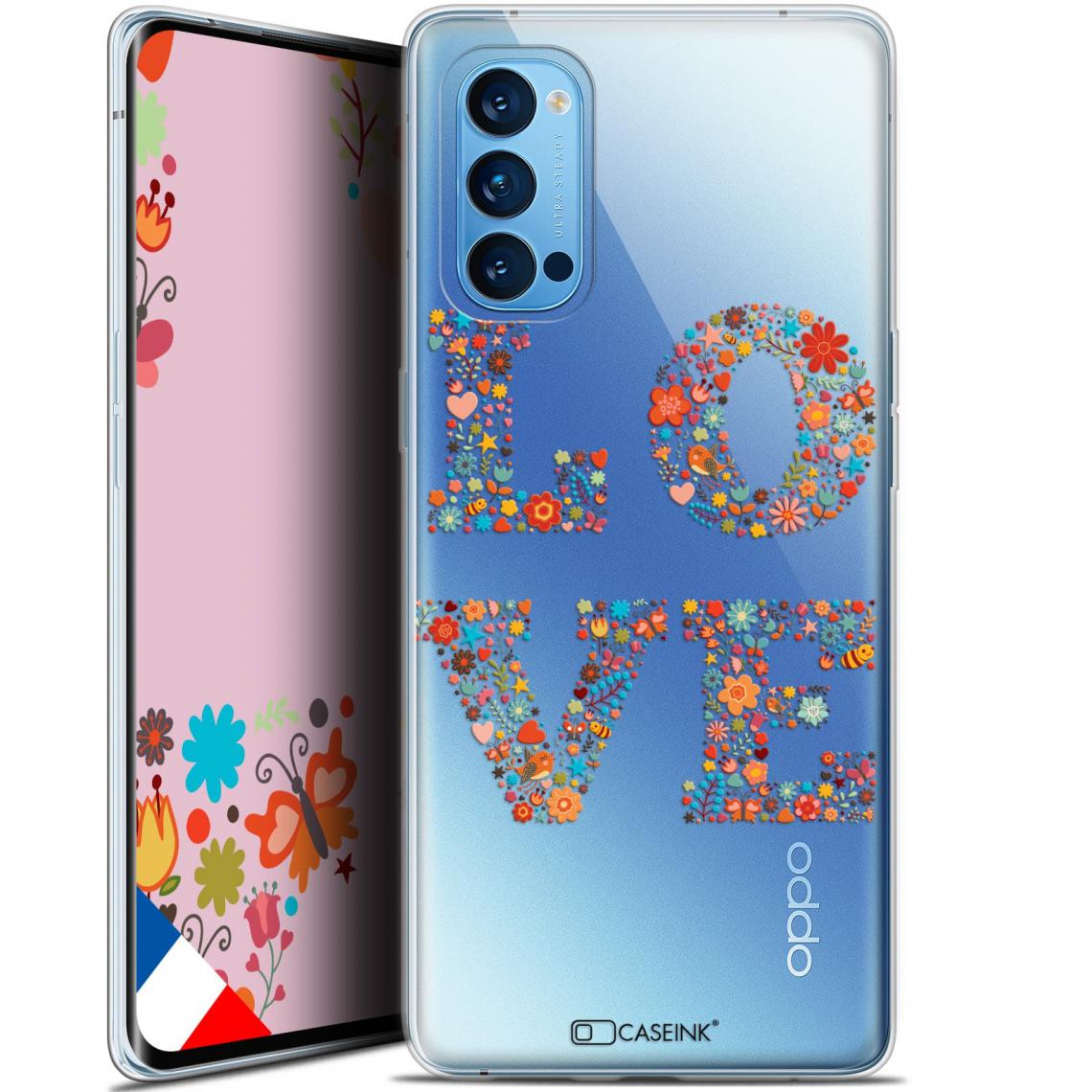 Caseink - Coque Pour Oppo Reno 4 Pro 5G (6.5 ) [Gel HD Collection Summer Design Love Flowers - Souple - Ultra Fin - Imprimé en France] - Coque, étui smartphone