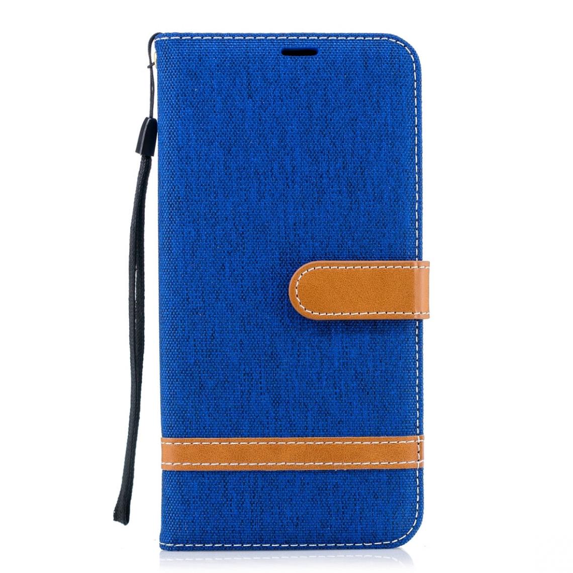 Wewoo - Housse Coque Étui en cuir de couleur assortie à la texture de denim pour Galaxy A8 +avec support et logements cartesainsi que porte-monnaie et lanière bleu royal - Coque, étui smartphone