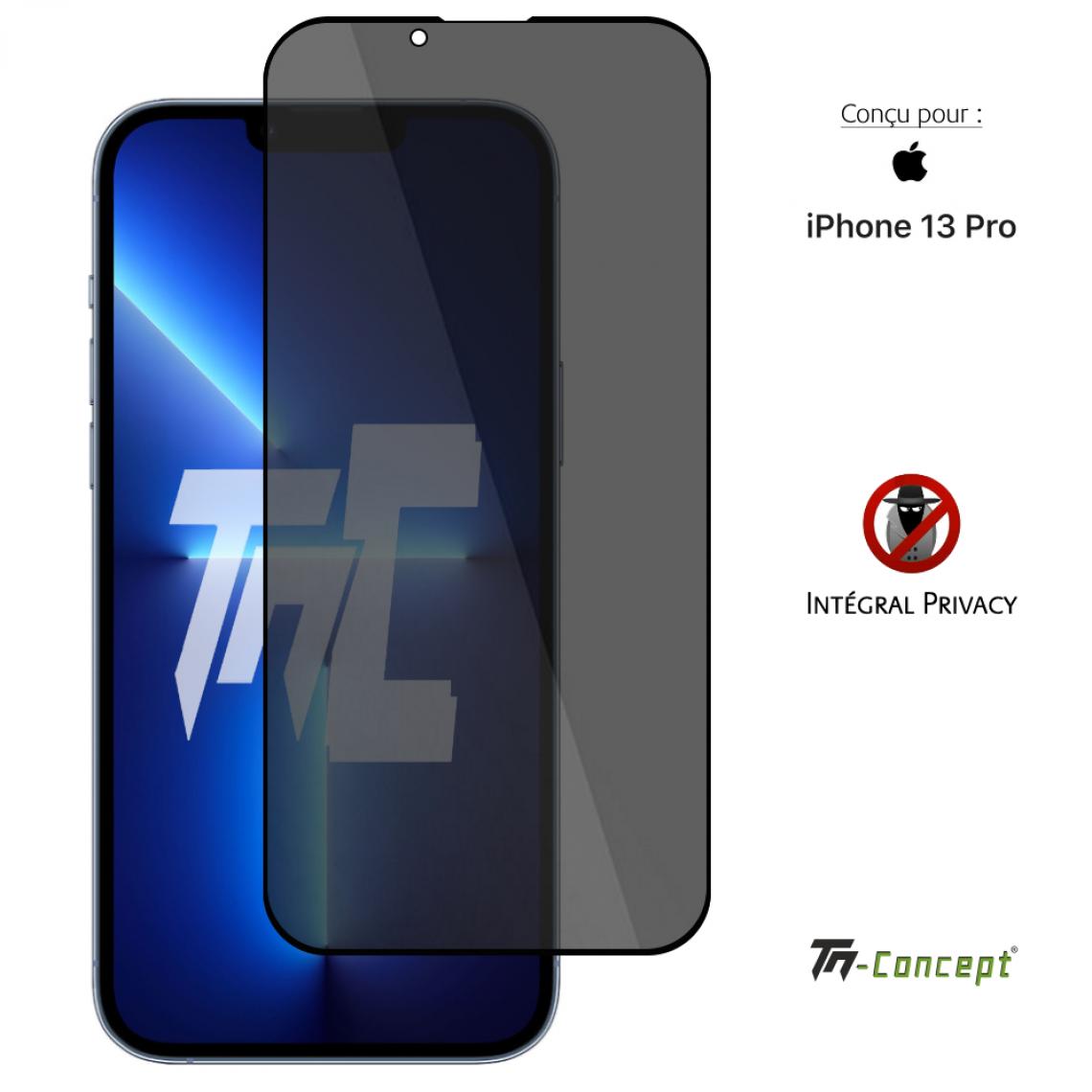 Tm Concept - Verre trempé teinté - Apple iPhone 13 Pro - Noir - intégral - TM Concept® - Protection écran smartphone