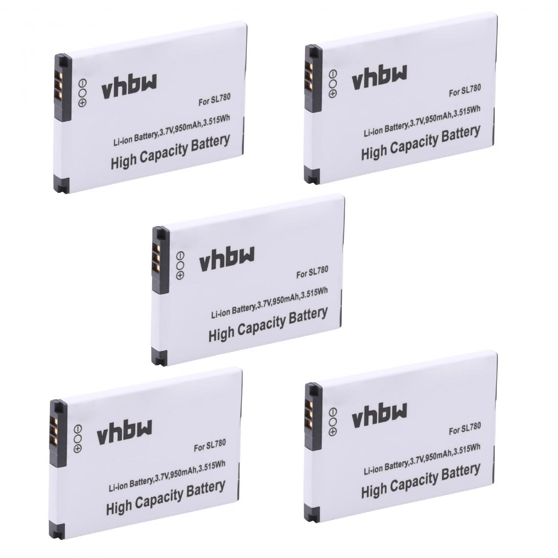 Vhbw - vhbw 5x Batteries compatible avec Bintec-Elmeg D141 DECT téléphone fixe sans fil (950mAh, 3,7V, Li-ion) - Batterie téléphone
