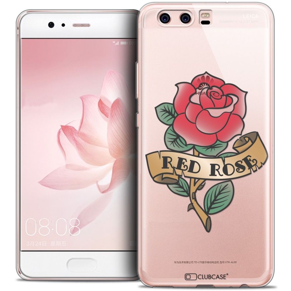 Caseink - Coque Housse Etui Huawei P10 [Crystal Gel HD Collection Tatoo Lover Design Red Rose - Souple - Ultra Fin - Imprimé en France] - Coque, étui smartphone