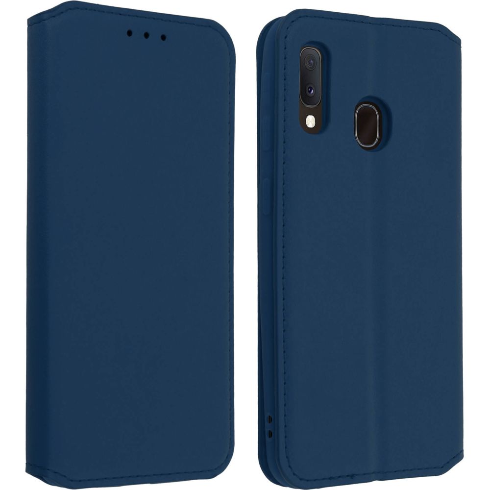 Avizar - Housse Samsung Galaxy A20e Étui Folio Fonction Support Vidéo Bleu nuit - Coque, étui smartphone