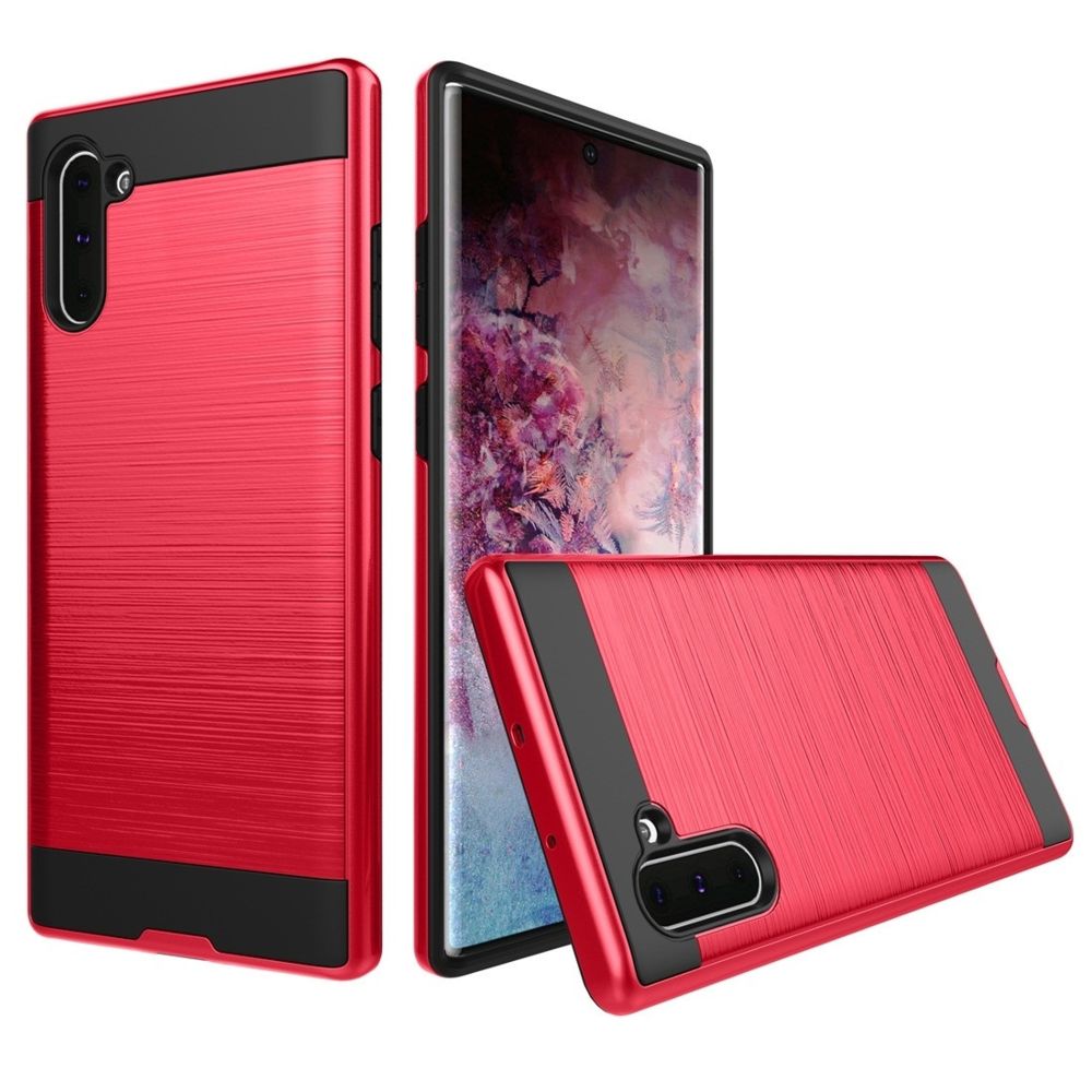 Wewoo - Housse Étui Coque de protection en armure renforcée antichoctexture brosséepour Galaxy Note 10 rouge - Coque, étui smartphone