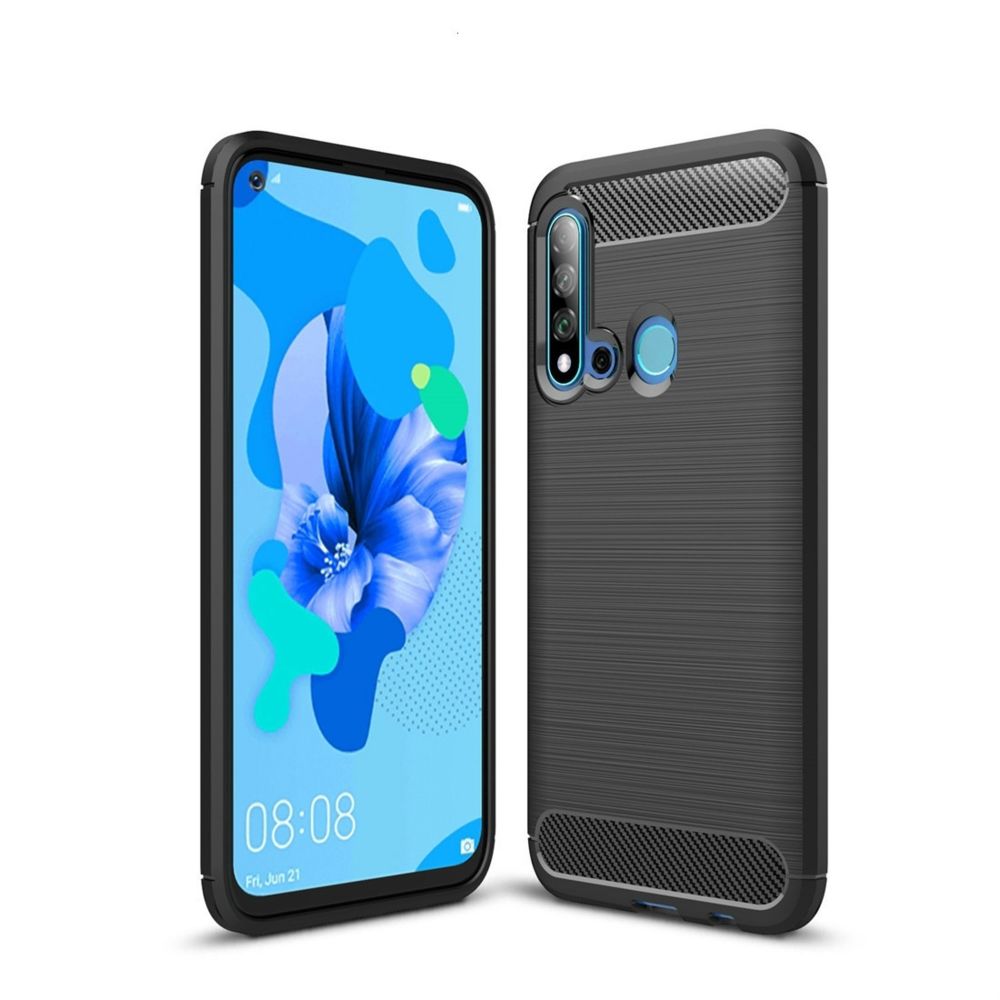 Wewoo - Coque TPU en fibre de carbone à texture brossée pour Huawei Nova5i / P20 Lite 2019 Noir - Coque, étui smartphone