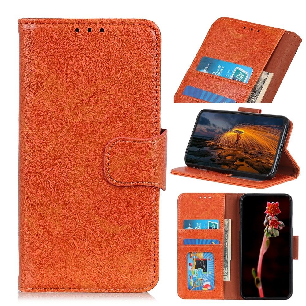 Generic - Etui en PU peau de nappa fendue orange pour votre Xiaomi Redmi Note 9 Pro/Pro Max/Note 9S - Coque, étui smartphone