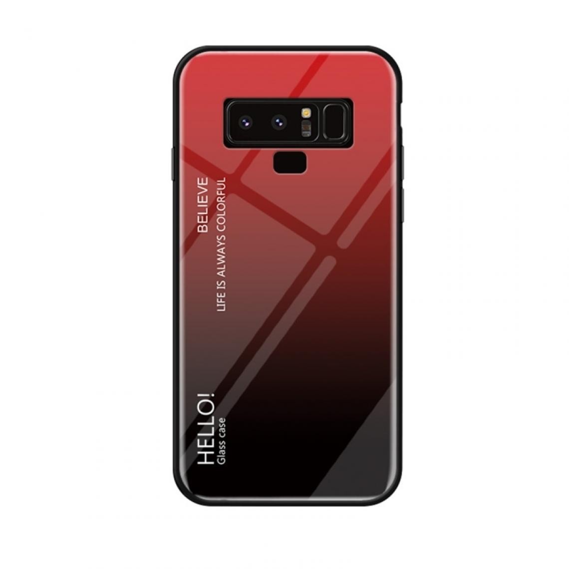 Wewoo - Coque Housse en verre dégradé pour Galaxy Note9 rouge - Coque, étui smartphone