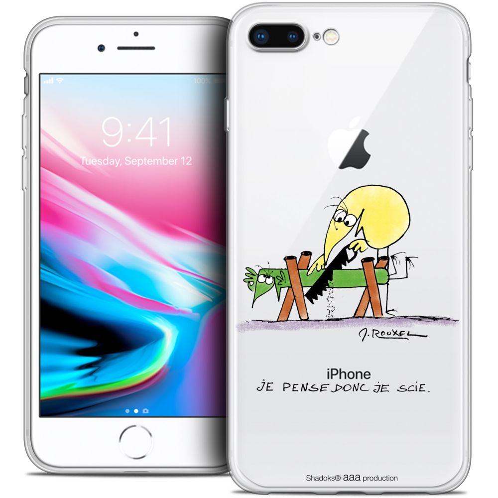 Caseink - Coque Housse Etui Apple iPhone 8 Plus (5.5 ) [Crystal Gel HD Collection Les Shadoks ? Design Je pense Donc - Souple - Ultra Fin - Imprimé en France] - Coque, étui smartphone