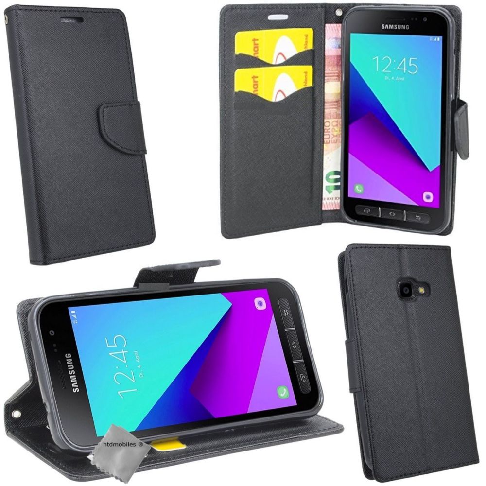 Htdmobiles - Housse etui coque pochette portefeuille pour Samsung Galaxy Xcover 4S + film ecran - NOIR / NOIR - Autres accessoires smartphone