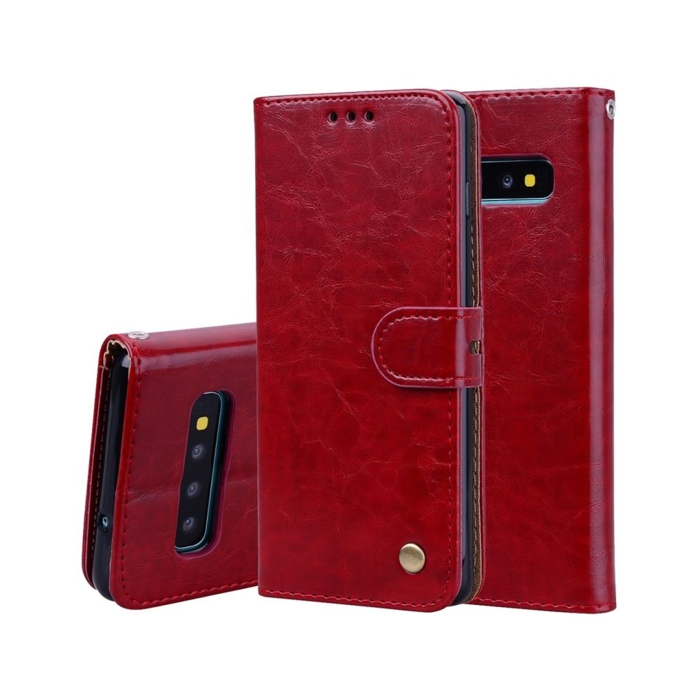 Wewoo - étuis en cuir Coque Housse Etui à rabat horizontal de texture Business Style Oil pour Galaxy S10, avec porte-cartes (rouge) - Coque, étui smartphone
