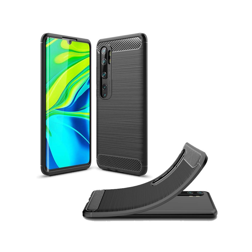 Xeptio - Coque brossée noire Xiaomi Mi Note 10 / Mi Note 10 PRO Carbon Fiber Antichoc - Accessoires Pochette Case - Coque, étui smartphone