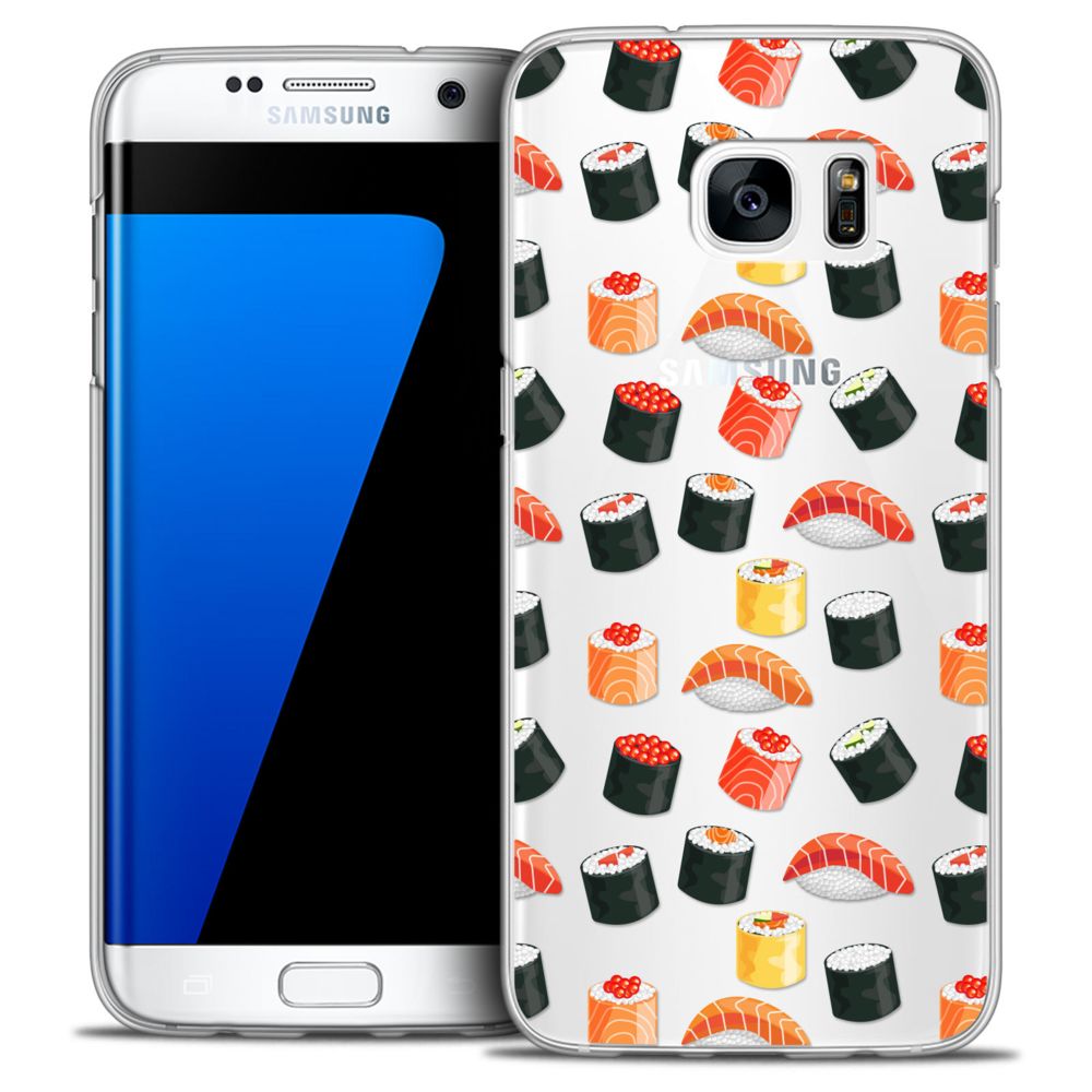 Caseink - Coque Housse Etui Samsung Galaxy S7 Edge [Crystal HD Collection Foodie Design Sushi - Rigide - Ultra Fin - Imprimé en France] - Coque, étui smartphone