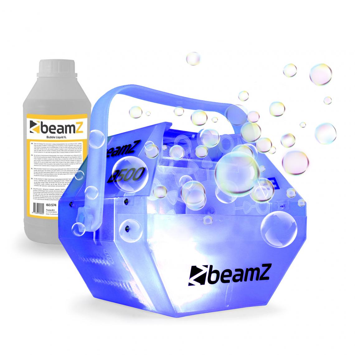 Beamz - Beamz B500LED Bubble Machine Seifenblasenmaschine Set RGB-LED-Farbeffekt 1-L-Liquid Beamz - Machines à bulles