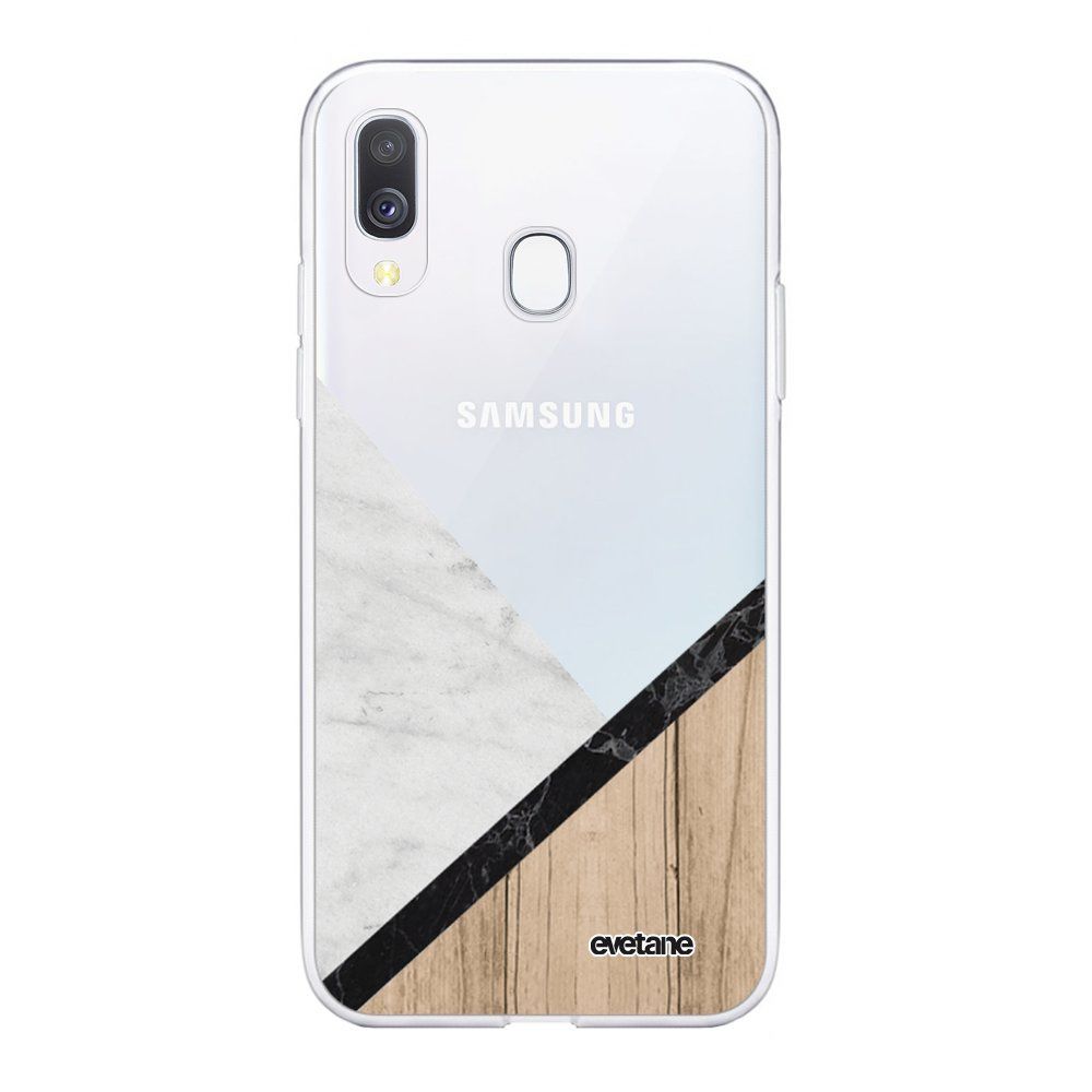 Evetane - Coque Samsung Galaxy A20e souple transparente Marbre et Bois Graphique Motif Ecriture Tendance Evetane. - Coque, étui smartphone