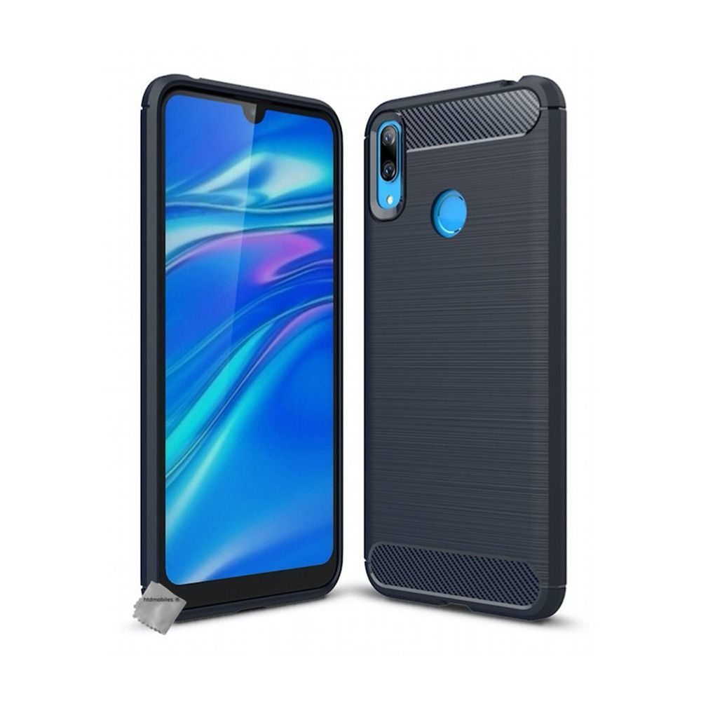 Htdmobiles - Housse etui coque silicone gel carbone pour Huawei Y7 (2019) + film ecran - BLEU FONCE - Autres accessoires smartphone