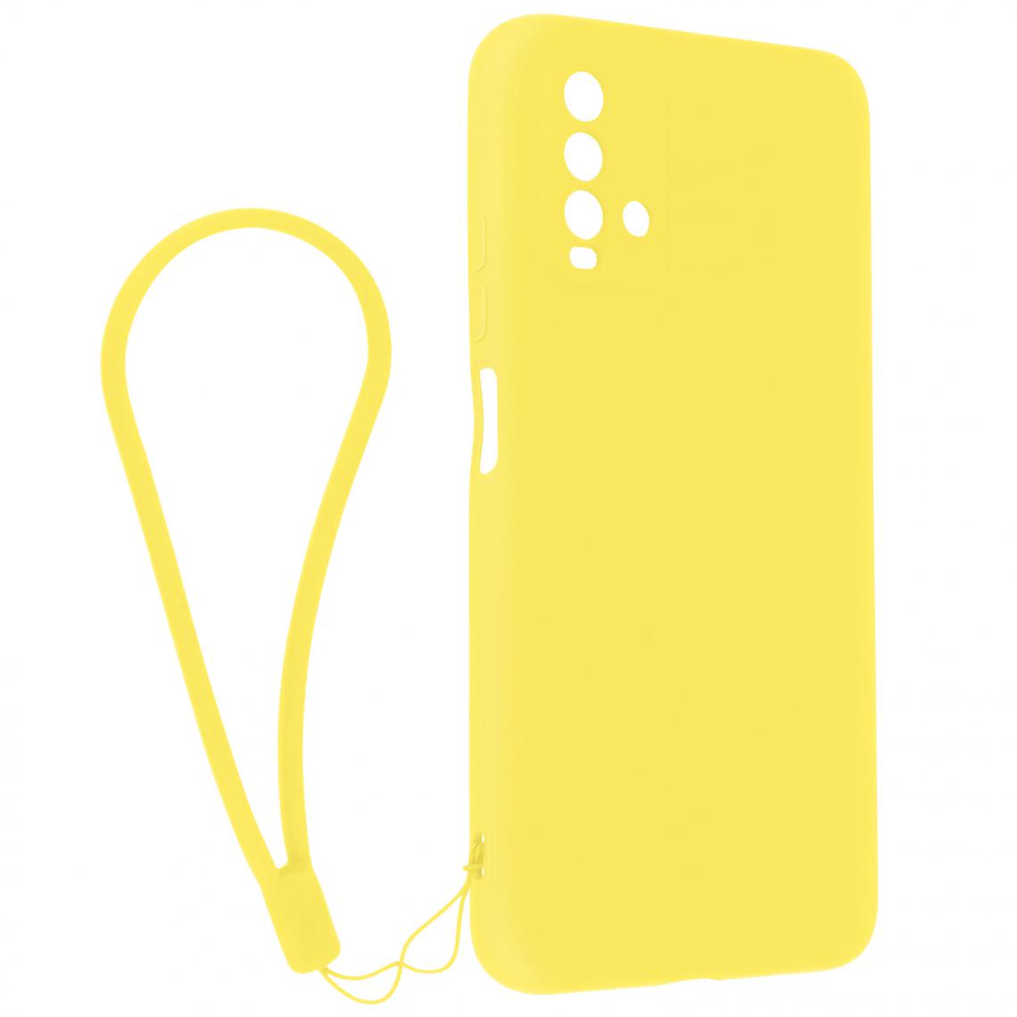 Avizar - Coque Xiaomi Redmi 9T Silicone Gel Semi-rigide avec Dragonne jaune - Coque, étui smartphone