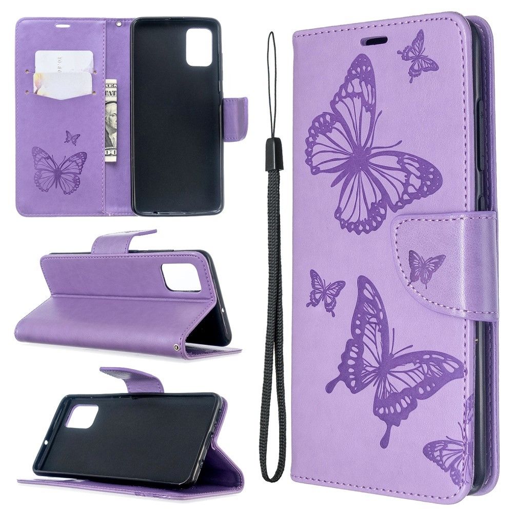 marque generique - Etui en PU papillon avec support violet pour votre Samsung Galaxy A51 - Coque, étui smartphone