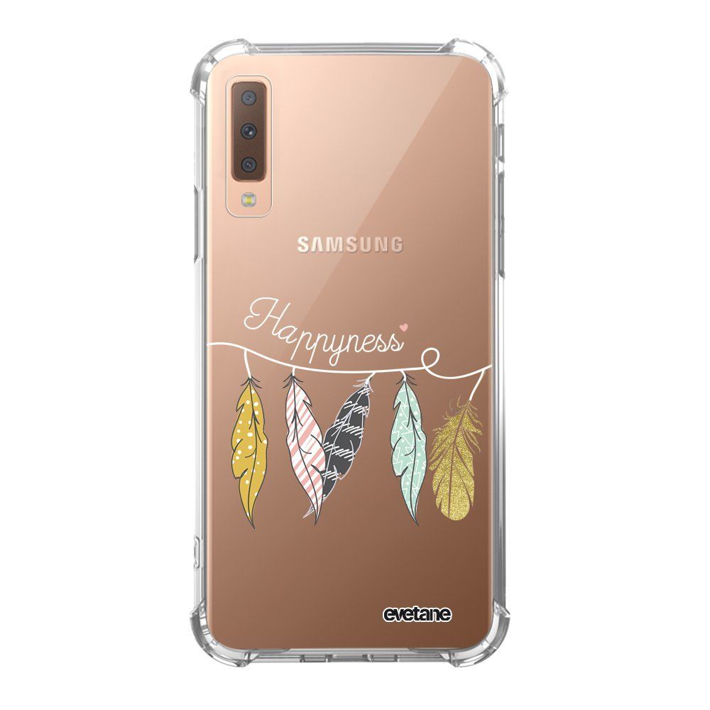 Evetane - Coque Samsung Galaxy A7 2018 anti-choc souple avec angles renforcés transparente Happyness Evetane - Coque, étui smartphone