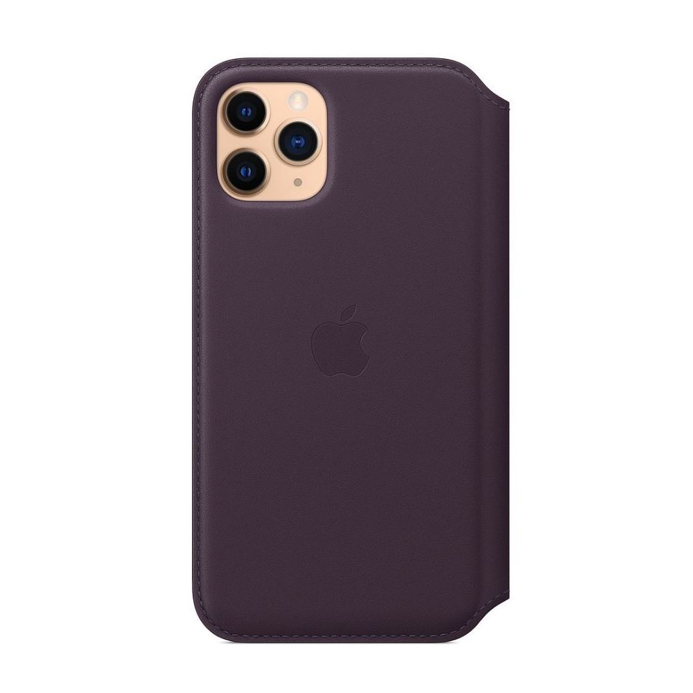 Apple - Étui folio en cuir pour iPhone 11 Pro - Aubergine - Coque, étui smartphone