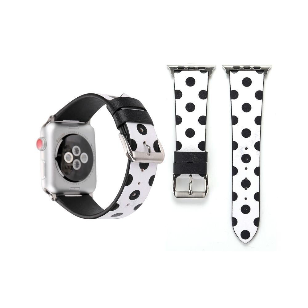 Wewoo - Bande de montre-bracelet en cuir véritable pour Apple Watch Series 3 & 2 & 1 42mm blanc + noir - Accessoires Apple Watch