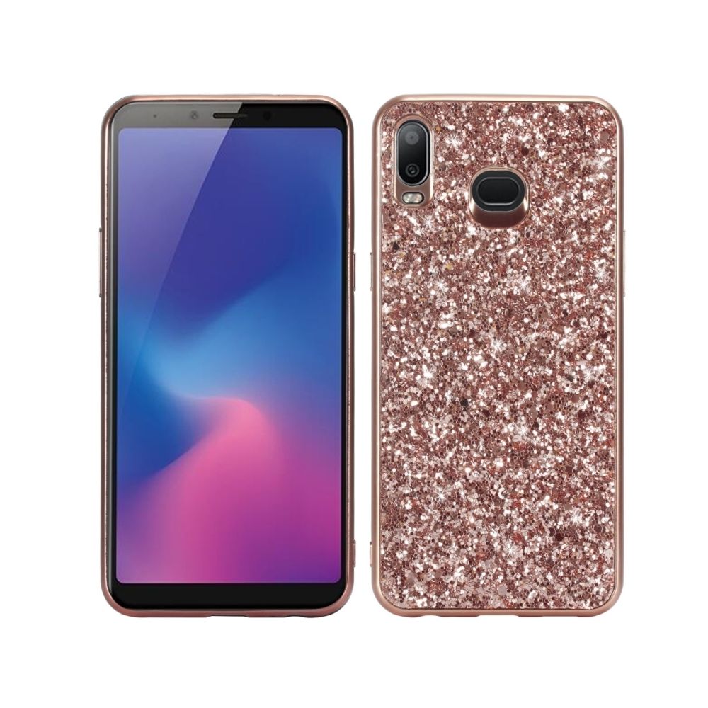 Wewoo - Coque Étui de protection TPU antichoc en poudre scintillant pour Galaxy A6s (rose) - Coque, étui smartphone