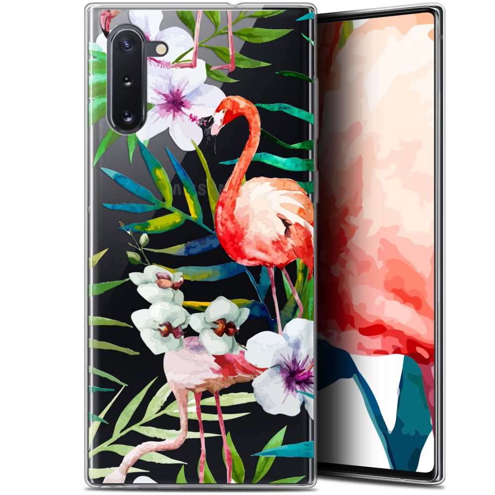 Caseink - Coque Pour Samsung Galaxy Note 10 (6.3 ) [Gel HD Collection Watercolor Design Tropical Flamingo - Souple - Ultra Fin - Imprimé en France] - Coque, étui smartphone