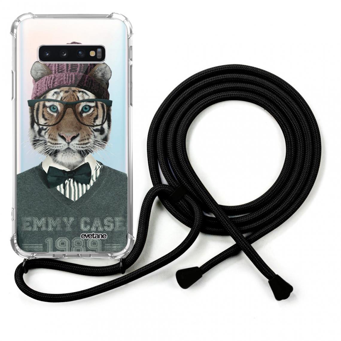 Evetane - Coque Samsung Galaxy S10 coque avec cordon transparente Tigre Fashion - Coque, étui smartphone